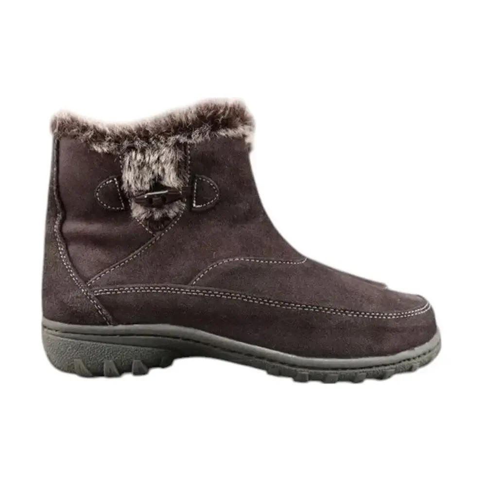 Khombu Shoes Womens 8.5 Booties Leather Faux Fur Winter Ankle Boot Gracie Brown